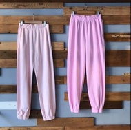🇺🇸 美式休閒素面高腰基本款棉長褲 寬鬆厚實棉褲 運動休閒褲 水粉色 粉紅色