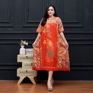 Daster oayung merak sogan ld 115 cm pb113cm daster umbrella peacock flower seno rayon premoum busui 