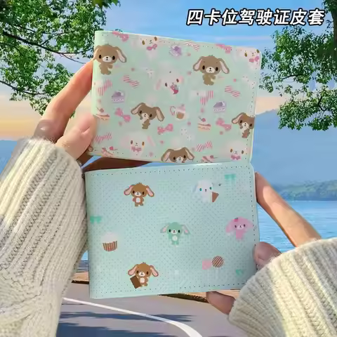 New Cute Sugarbunnies 4 Card Slots Driving License Holder Cartoon Pu Leather Student Id Bank Card Pr
