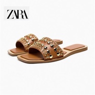 Zara Women's Shoes Transparent Rivet Flat Sandals 3644
