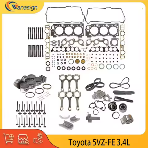 Engine Rebuild Timing Belt Kit Gasket Piston Ring Con Rod Bearing Set Water Pump Fit 3.4 L 5VZ-FE Fo