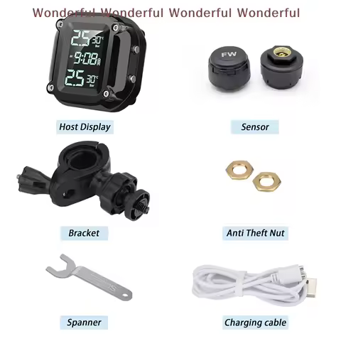 2 External Sensors 5 Alarm Methods M5 Motorcycle TPMS Wireless Motorbike Tyre Pressure Monitoring Al
