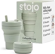 Stojo Biggie Silicone Collapsible Cup, 16oz/470ml, Sage