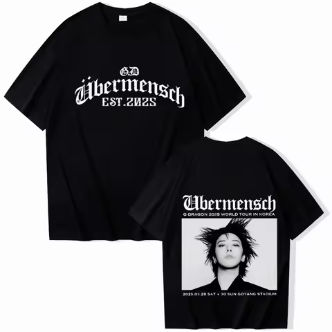 Gdragon-Ubermensch World Tour 2025 T-shirt Man Women Harajuku O-neck Summer Casual Shirt