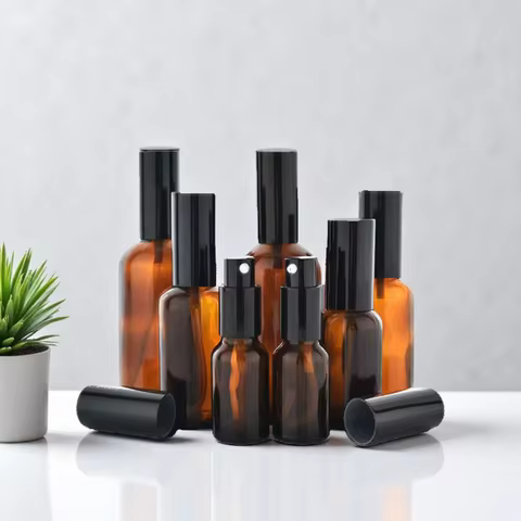 10/20/30Pcs 10ml 15ml 20ml 30ml 50ml 100ml Glass Spray Bottle Amber Brown Lotion Pump Bottle Travel 