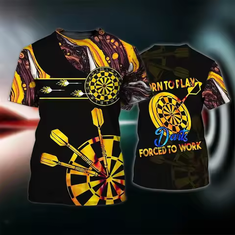 Shirt Men's Unique Darts T-shirt Men's Clothes Darts T-shirt Crew Neck Short Sleeve T Shirt 3D Print