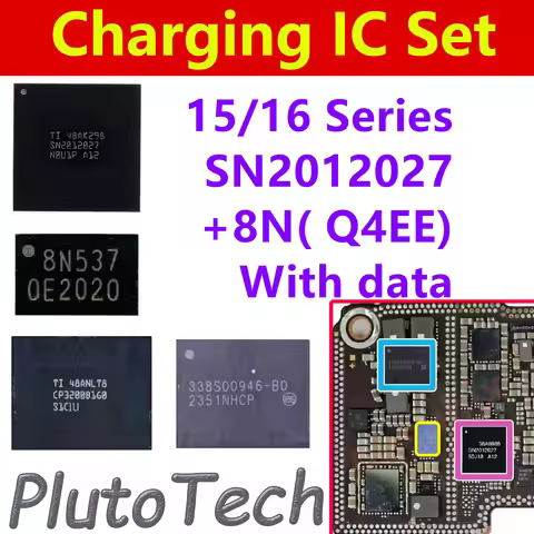 U2 SN2012027 A12 8N Q4EE Eeprom Charging IC Set For iPhone 15 Pro Max 16 Plus With Base Data 338S010