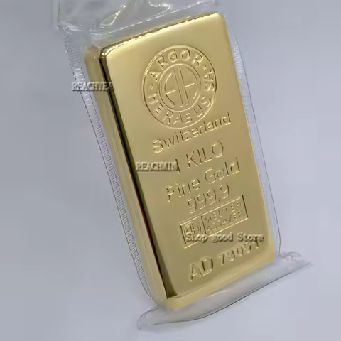 New Non-magnetic 1kg Gold Plated Bar 1pc/lot Switzerland Gold Bullion Bar Commemorative Coin For Col
