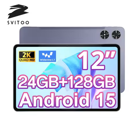 SVITOO P108 Tablet Android 15 2025 12 Inch 2K Display Unisoc T606 24GB RAM 128GB ROM 8000mAh Battery