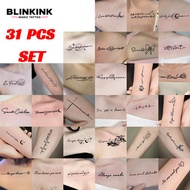 BLINKINK 31 Sentences Set Temporary Tattoo English Famous Quote Art Arm Tattoo Semi Permanent Lastin