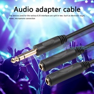 6.35mm Male to 2 6.35mm Female Adapter Cable 1/4 Y Splitter Stereo Audio Cord [countless.sg]