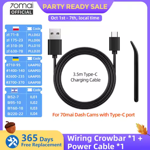 70mai Type-C Charging Cable for 70mai A810 X200 M500 & Micro USB Cable for 70mai 4K A800S 70mai A500