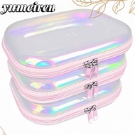 YUMEIREN Transparent Zipper Hard Bag, Stack Combination Multifunctional Transparent Laser Storage Bo