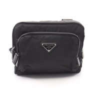 【二手】Prada PRADA 雙肩包，背包，三角形標誌，背帶，黑色尼龍，Saffiano 皮革，三角形標誌單肩包