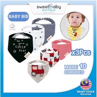 SWEETBABY 3pcs Baby Bib Set Triangle Baby Bib Boy Girl Newborn Cotton Towel Feeding Napkin Lapik Mak