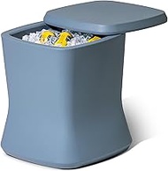 Coast Modern Outdoor Side Table Cooler - 2 in 1 Patio Decor Storage Table & Ice Chest - 25 QT - Ston
