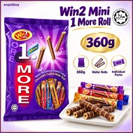 **360g WIN2 Mini 1 More Wafer (±48pcs) / Chocolate Coated Wafer Rolls / Biskut Wafer Coklat Rangup /