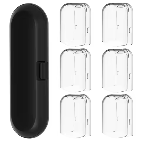 6 Pcs Brush Heads Dustproof Covers & Toothbrush Travel Case Set Compatible with Philips Sonicare 410
