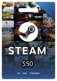 Steam Wallet 50 USD Gift Card Code $50 (for US Account)