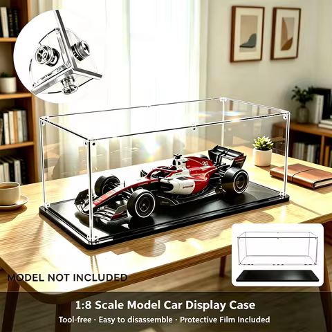 1:8 Acrylic Car Model Display Case, Tool-Free, Easy Disassembly, Showcase for Race Cars & Figures
