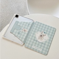 INS Creative Fresh Blue Plaid Cartoon Cute Puppy For IPad10.2 Shell Ipad10th Gen9 Cover Mini6 Case Ipad Air1/2 Cover Air4/5 10.9 Anti-fall Case M2 Pro11/ipad12.9 Anti-bending Cover