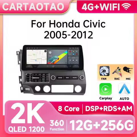 12.3"For Honda Civic 8 FK FN FD 2005-2012 Car Radio Multimedia Video Player Navigation GPS Android A