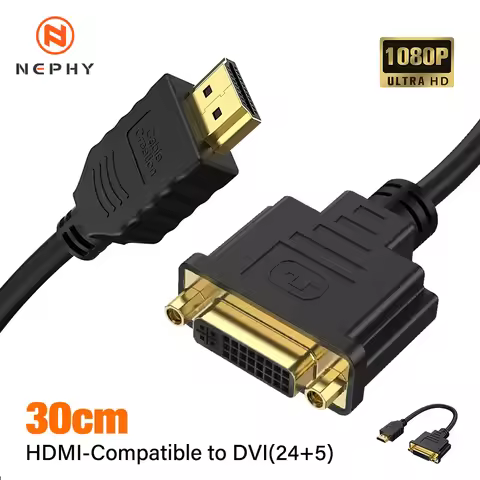 HDMI to DVI Cable Bi-Directional HDMI Male to DVI-I (24+5) Female Adapter 1080P DVI to HDMI Converte