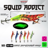 SQUID FISHING BAIT JIG BREFISHSQUID ADDICTSQUID 2.5 FULL GID & SOUND EGI BAIT 8.2CM 8GRAM GLOW IN TH