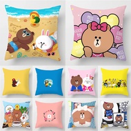 .Living Room Bedroom linefriends Printed Cushion Cover Soft Pillow Kawaii Decoration Sofa 40x40cm/45x45cm/50x50cm