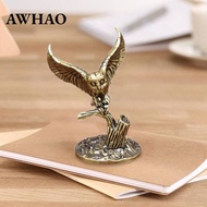 [AWHAO] Brass Owl Statue Craft Tea Pet Artware Desktop Ornament Wealth Decor