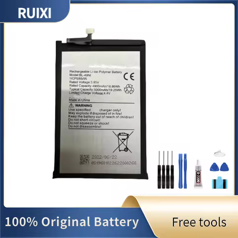 100% RUIXI Original Battery 4900mAh BL-49Ni For Itel ITEL A60S, A662LM, A70, A665L Mobile Phone Batt