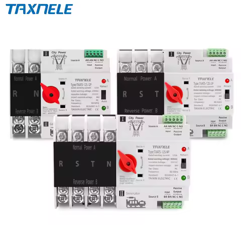 Din Rail 2P 3P 4P ATS Dual Power Automatic Transfer Switch Selector Switches Uninterrupted Power Gen