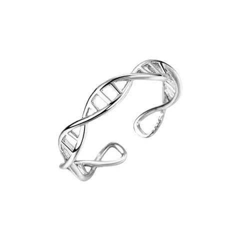 925 Silver DNA Double Helix Ring For Women Science Students Jewelry Girlfriend Gift