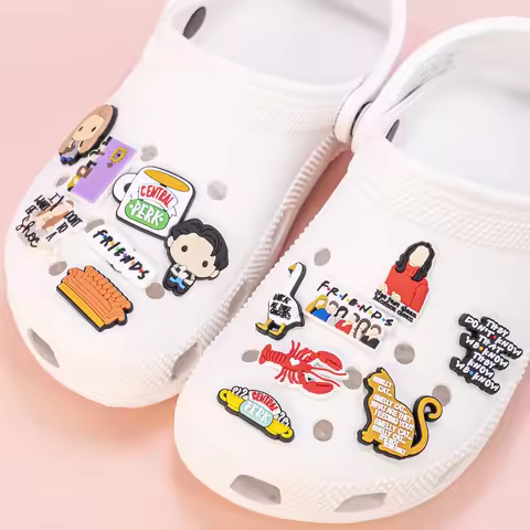 1pcs Friends Shoe Charms Clog Accessories Sneakers RACHEL Chandler Shoe Decorations Pins for Woman M