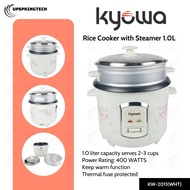 Kyowa KW-2011 1.0 L Rice Cooker with Steamer – 2–3 Cups Compact Cooker (White)