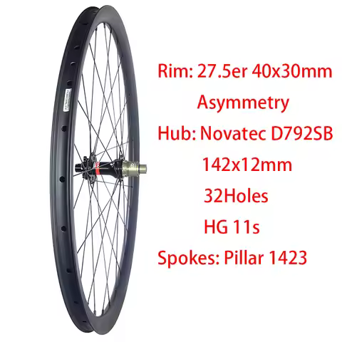 650b 27.5er Carbon Wheels MTB Bike Wheelset Novatec Hub Pillar 1423 Spokes 40mm Width 30mm Deep HG11