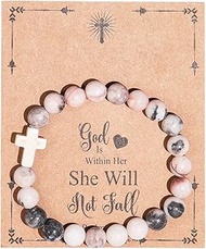 Inspirational Christian Gifts for Women, Men Cross Beads Bracelets, Faith Easter Catholic Religious 