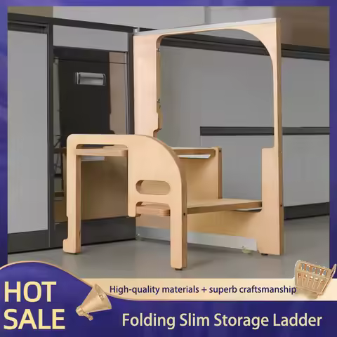 Kitchen Narrow Slot Hidden Folding Ladder Stool Kitchen Booster 2 Step Ladder Left/Right Universal S