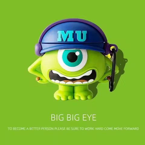For AirPods 4 3 2 1 Pro Pro2 Earphone Case 3D Monsters University Mike Silicone Protective With Pend