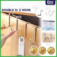 Double S Z Stainless Steel Hook Over The Door Drawer Hanger Holder Cabinet Kitchen Hanging Hooks Cangkuk Toilet sus 304