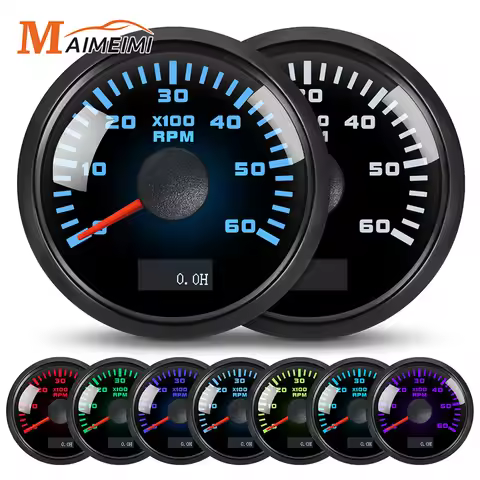 3000-8000rpm 52mm Tachometer 7 Colors Backlight 3K/4K/6K/7K/8K rpm Tacho Gauge Hour Meter for Gasoli