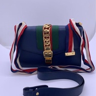 二手Gucci古馳 sylvie中號藍色絲帶塞爾維亞