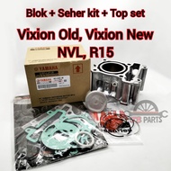 Blok seher + Piston kit + Top Set Vixion Yamaha 3C1 / 1PA old new NVL R15 kualitas sangat bagus pres