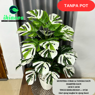 DAUN MONSTERA JUMBO PLASTIK 24 DAUN VARIEGATA ARTIFISIAL BUNGA SUDUT RUMAH BUNGA PLASTIK HIAS DEKORA