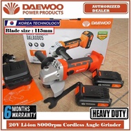 DAEWOO 20V Lithium 115mm Cordless Angle Grinder DALAG005 - Come with 2pcs Batteries - 6 Months Local