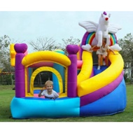 Large Unicorn Playground Inflatable Outdoor Kids Toy Slide Baby Jumper Gelongsor Set Children Garden
