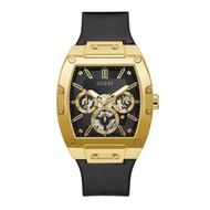 jam tangan pria guess original strap rubber fullset - black gold