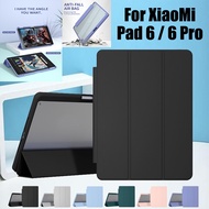 For Xiaomi Pad 6 (2023) 11.0" Mi Pad6 Pro Fashion High End Clear Acrylic Protective Case Tablet Full Fit Cover Flip Stand PU Leather Casing