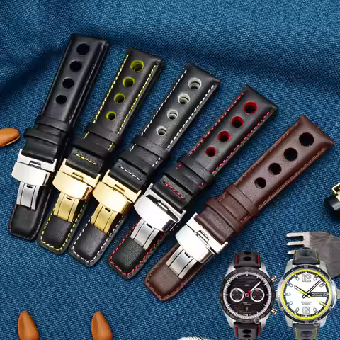 For Tissot 1853 Sports Racing Series PRS516 T91 Watchband Top layer cowhide 20mm for chopin watch ba