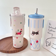 Stainless Steel Tumbler SUS316 Cute Pastel Handle Tumbler Cute Tumbler Stainless Handle Happy Animal